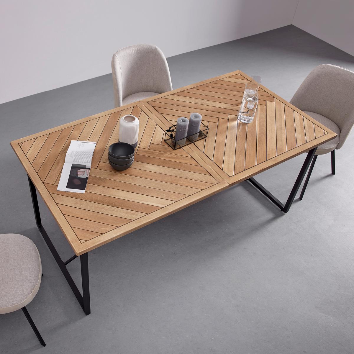 Výsuvný jídelní stůl CATALINA dyha dub/MDF 180-240 cm - černá/barvy dubu, Moderní, kov/dřevo (180-240/90/76cm) - Livetastic