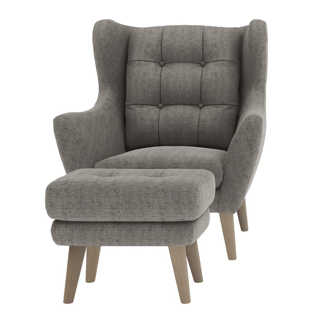 Sesselset Henry Dunkelgrau B: 91 cm - Eichefarben/Dunkelgrau, KONVENTIONELL, Textil (91/104/94cm) - Trendmanufaktur