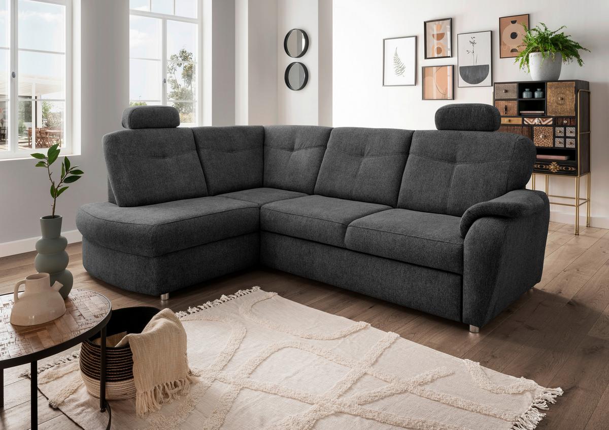 Eckschlafsofa Rosali Anthrazit S: 180x264 Cm - Chromfarben/Anthrazit, MODERN, Textil (180/264cm) - Livetastic