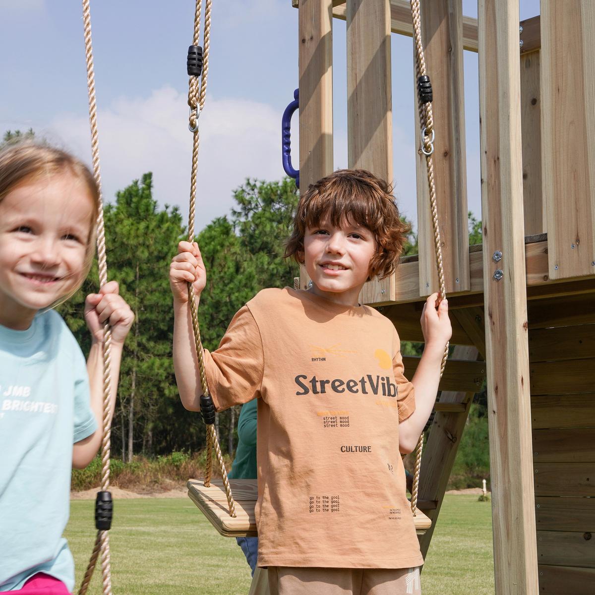 Spielturm A030.500.00 - Blau, KONVENTIONELL, Holz/Kunststoff (342/267/375cm) - Ambia Garden