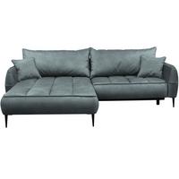 Ecksofa mit Bettkasten Letto 189x260 cm Velours Blau - Blau/Schwarz, Design, Textil (189/260cm) - MID.YOU