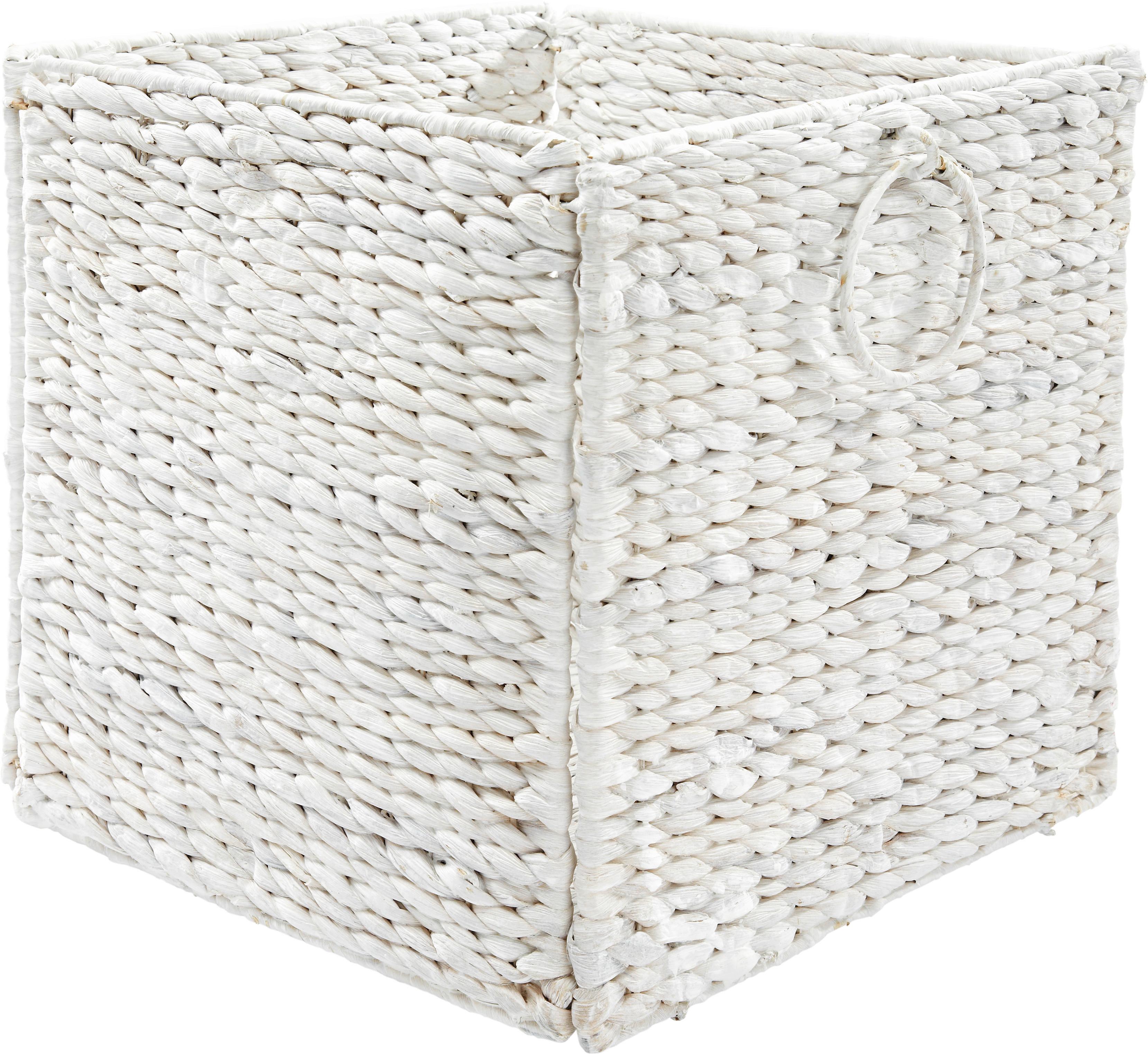 Koš Regálový Bea-Paz- - bílá, Romantický / Rustikální, kov/přírodní materiály (33/32/33cm) - Zandiara