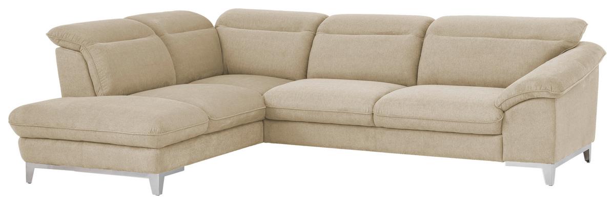 Ecksofa Mit Schlaffunktion Teresa Beige 232x293 Cm - Chromfarben/Beige, Design, Textil (232/293cm) - Livetastic