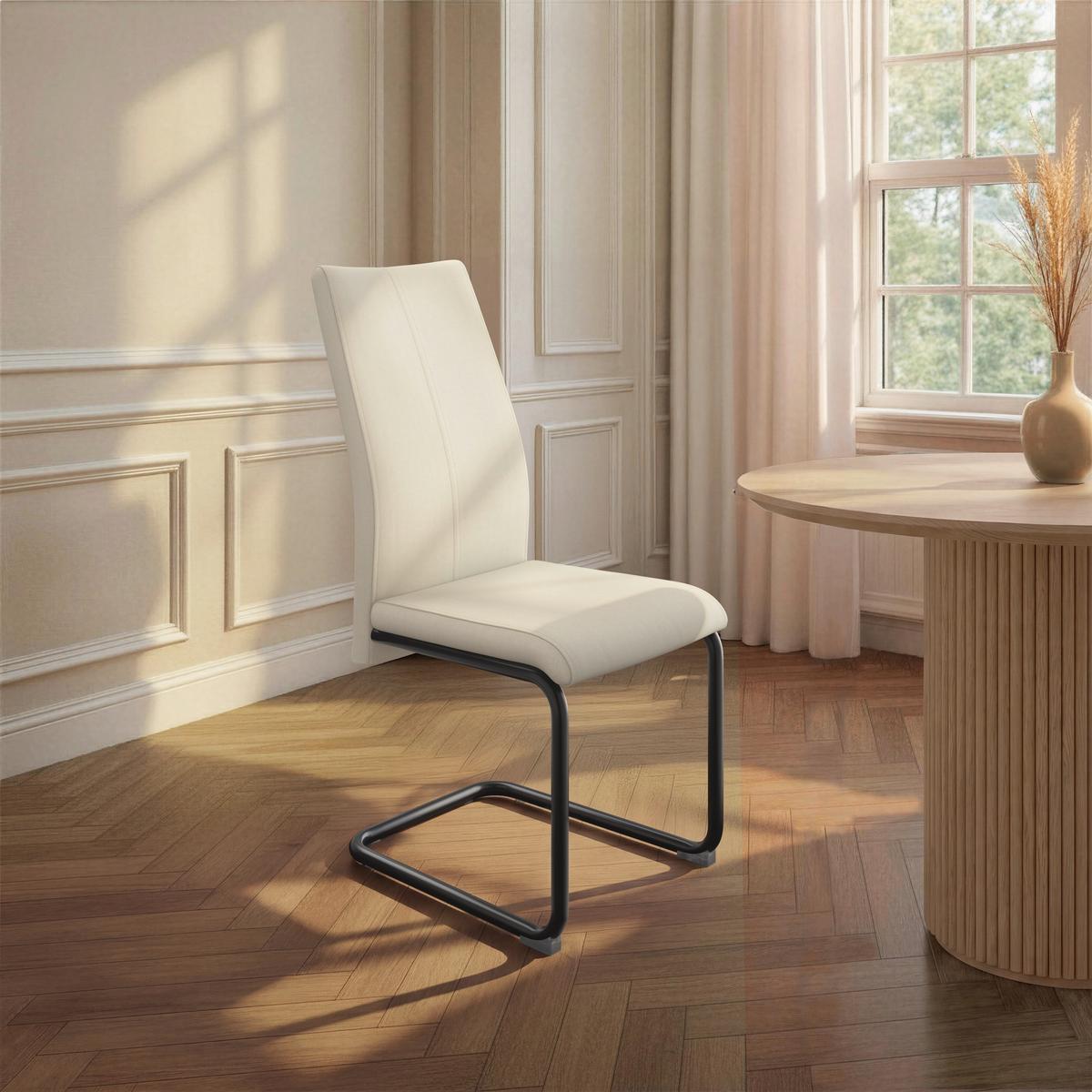 Schwingstuhl Anne Webstoff creme gepolstert - Creme/Schwarz, KONVENTIONELL, Textil/Metall (44/96/57cm)