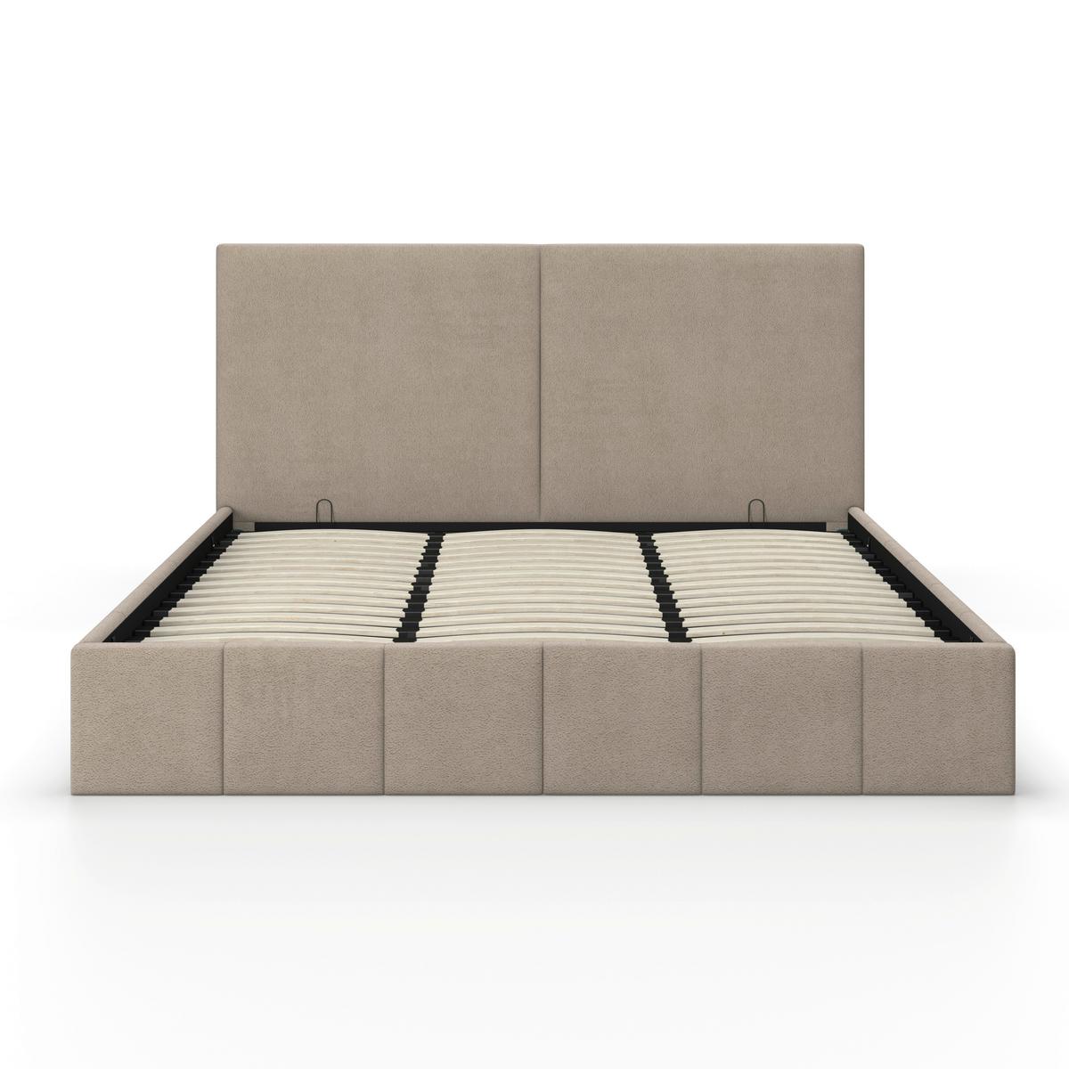 Čalouněná postel MILA 180x200 cm, šedohnědá - černá/šedohnědá, Moderní, kov/dřevo (180/200cm) - Bessagi Home