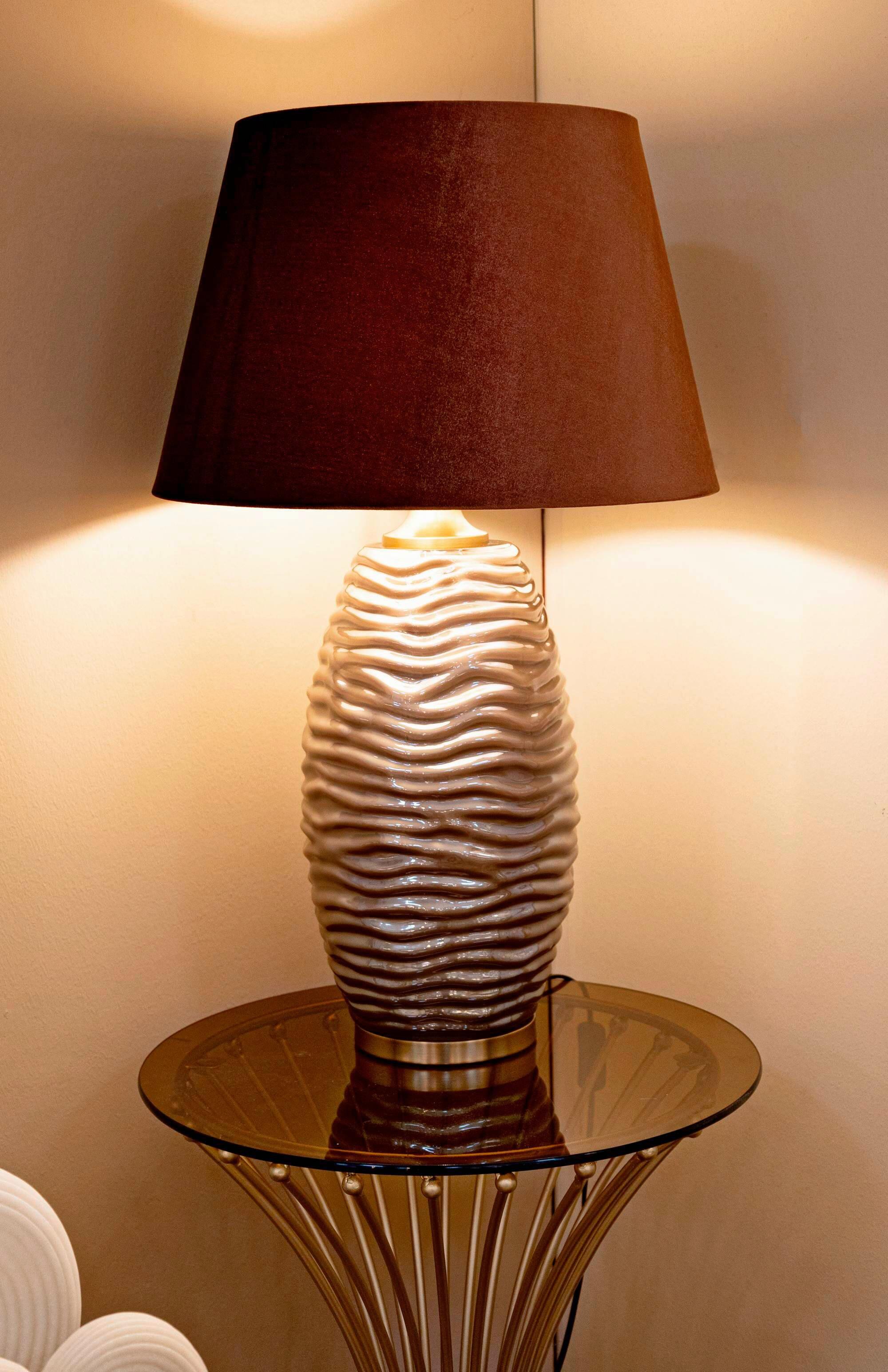 Tischleuchte Prague W Braun, Goldfarben B: 45,5cm - Goldfarben/Braun, Basics, Glas/Textil (45.5/79/45.5cm)