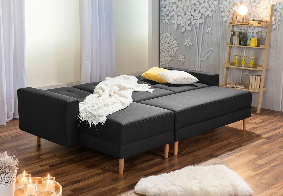 Eckschlafsofa Just Cool - Erlefarben/Schwarz, Design, Textil (230/93/152cm) - Max Winzer
