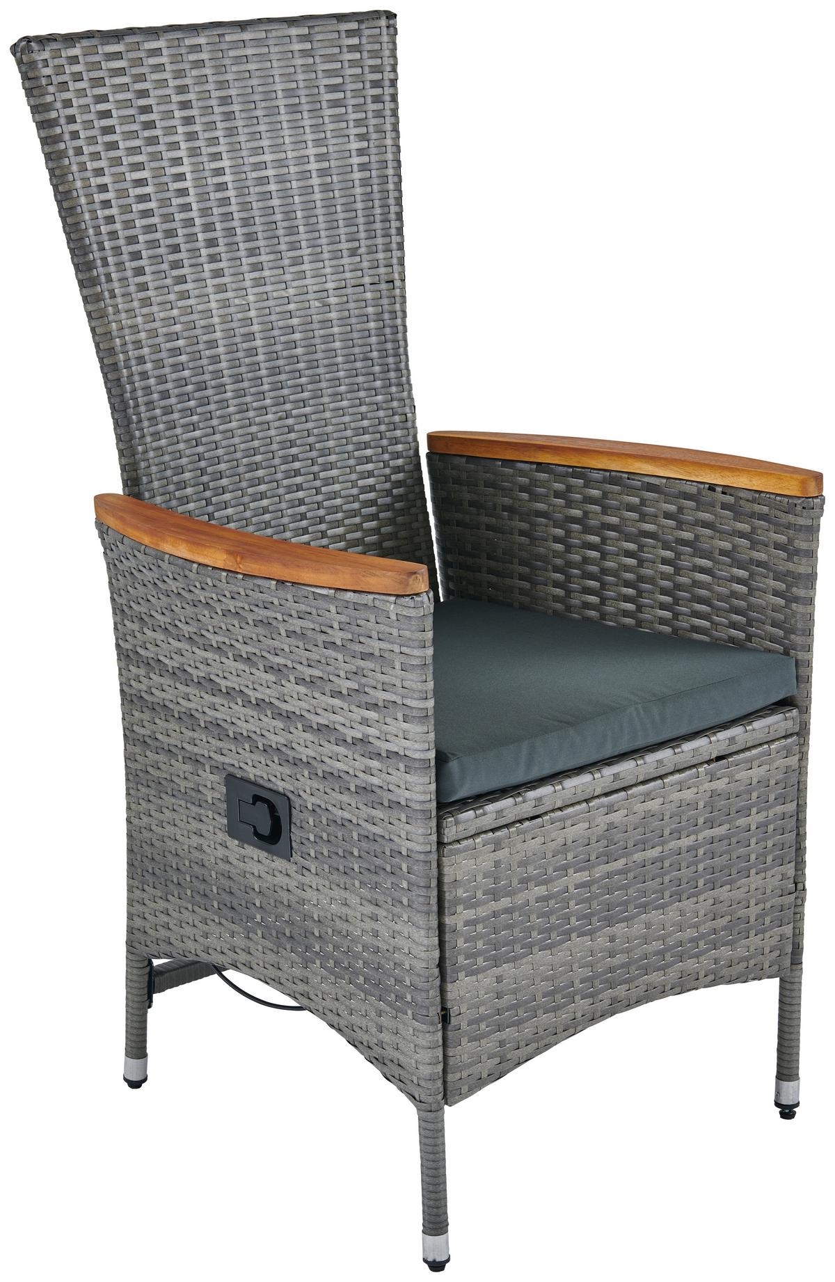 Gartengarnitur Korfu 7-Teilig Aus Poly-Rattan mit Kissen - Grau, MODERN, Holz/Kunststoff (150/90/75cm) - Luca Bessoni