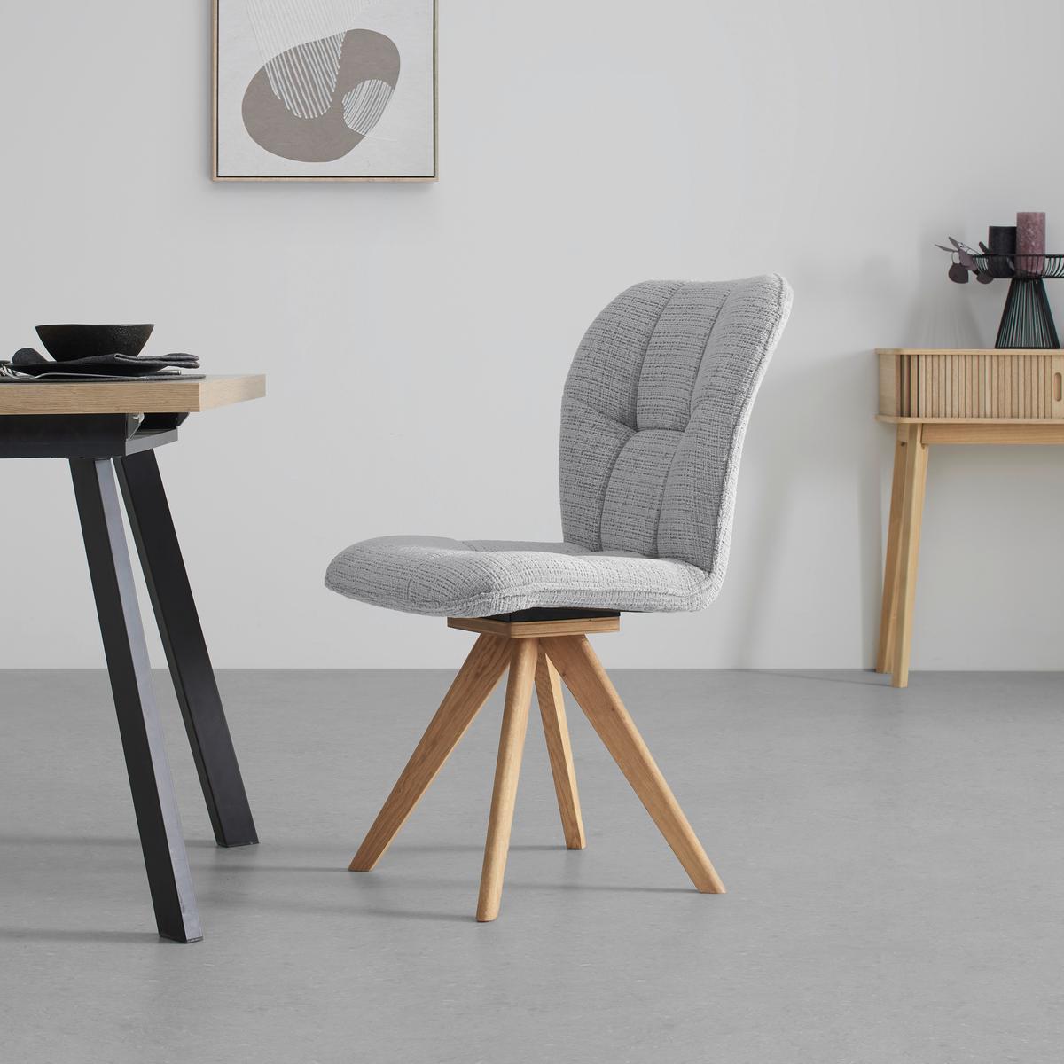 Židle Alba, dřevo dub - barvy dubu/světle šedá, Moderní, dřevo/textil (50/91/63cm) - Mömax