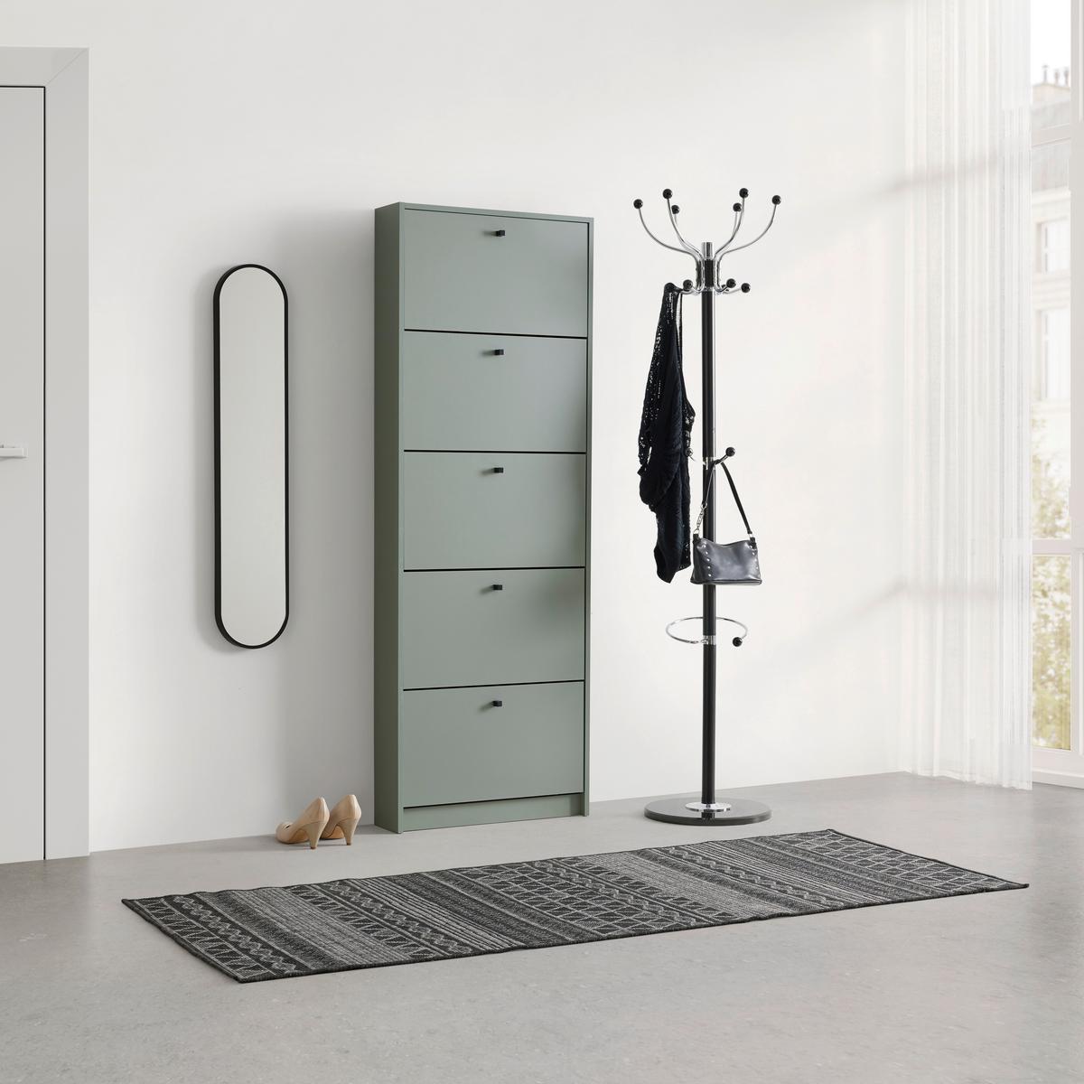 VYKLÁPĚCÍ BOTNÍK FLAP - černá/mátově zelená, Moderní, kov/kompozitní dřevo (60/168/16cm) - Mömax