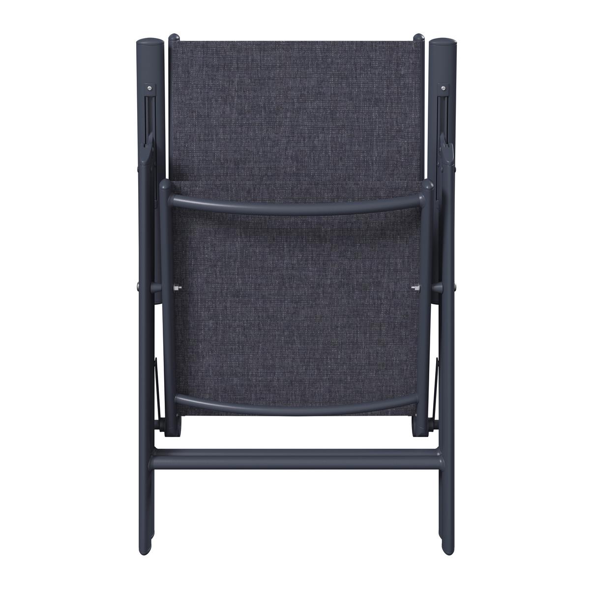 ZAHRADNÍ ŽIDLE NIKI - černá/tmavě šedá, Basics, kov/textil (56/106/54cm)