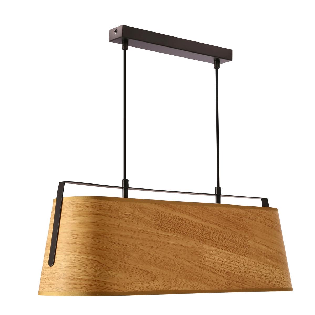 Pendelleuchte 32-38289 Milbury - Eichefarben/Schwarz, Natur, Kunststoff/Metall (60/20/100cm)