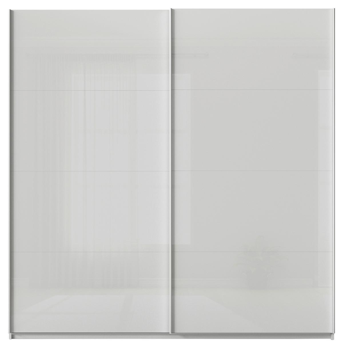 Tolóajtós Szekrény Feldkirch 225/229 Cm - világosszürke/magasfényű szürke, Modern, faalapú anyag/Üveg (225/229/62cm)