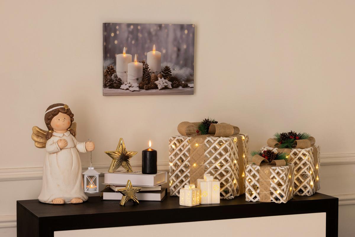 Dekogeschenkbox Rafiki - Beige/Rot, KONVENTIONELL, Naturmaterialien/Kunststoff (25/25/28cm) - Luca Bessoni