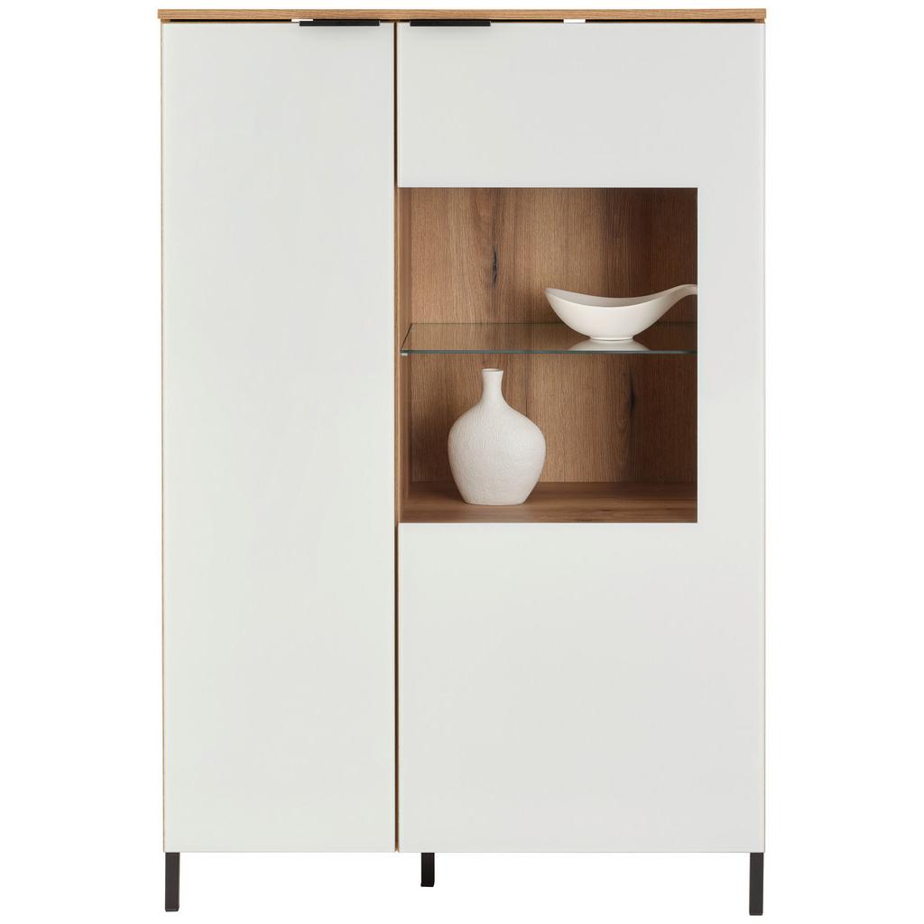 Highboard Austin 90 cm Eichefarben/Glasfront Weiß