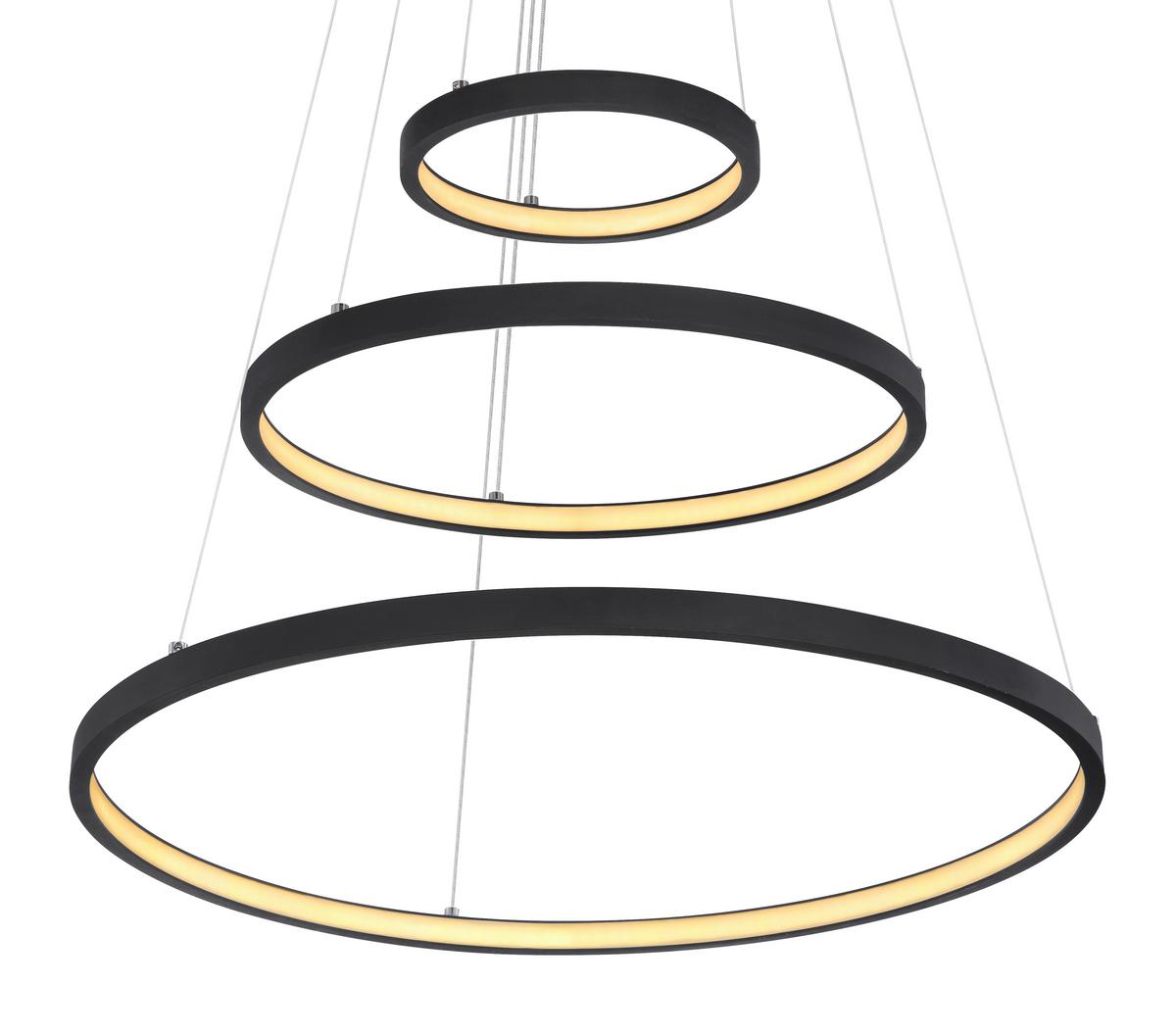 Hängeleuchte Ralph H: 120 cm 1-Flammig, Memory-Funktion - Opal/Schwarz, Basics, Kunststoff/Metall (51/120cm) - Globo