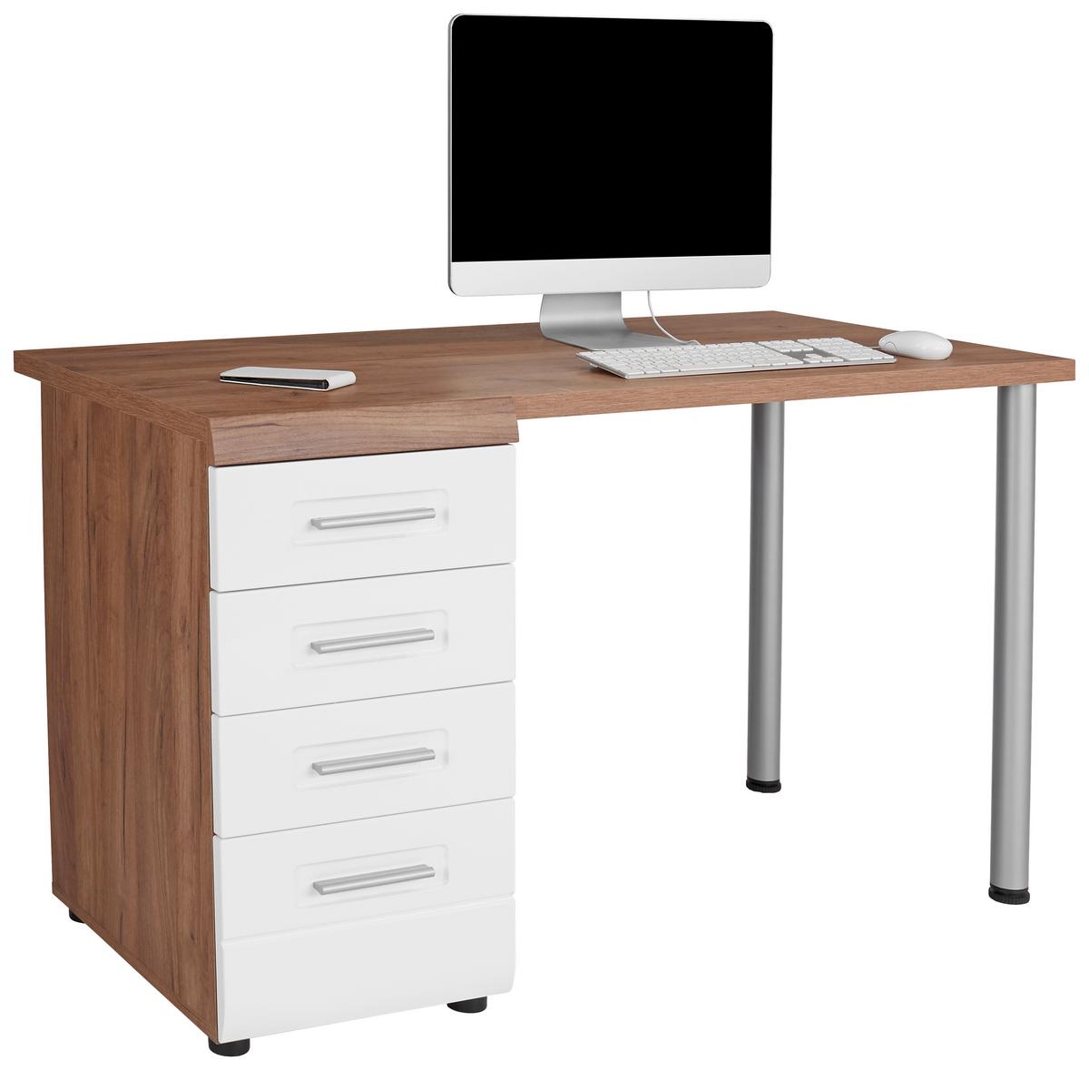 Íróasztal Avensis New - tölgyfa színű/fehér, Konventionell, faalapú anyag (130/72cm) - Luca Bessoni