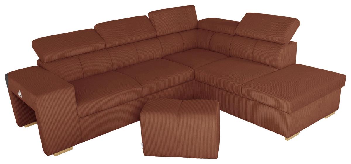 Ecksofa Sirius L terracotta, 267x218cm - Eichefarben/Terracotta, KONVENTIONELL, Holz/Holzwerkstoff (267/218cm)