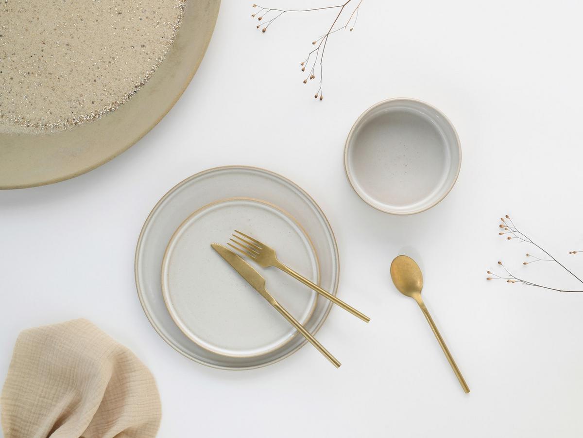 Speisetellerset Futuro Weiß, Beige L: 28,5 cm - Beige/Weiß, Basics, Keramik (26cm) - Creatable