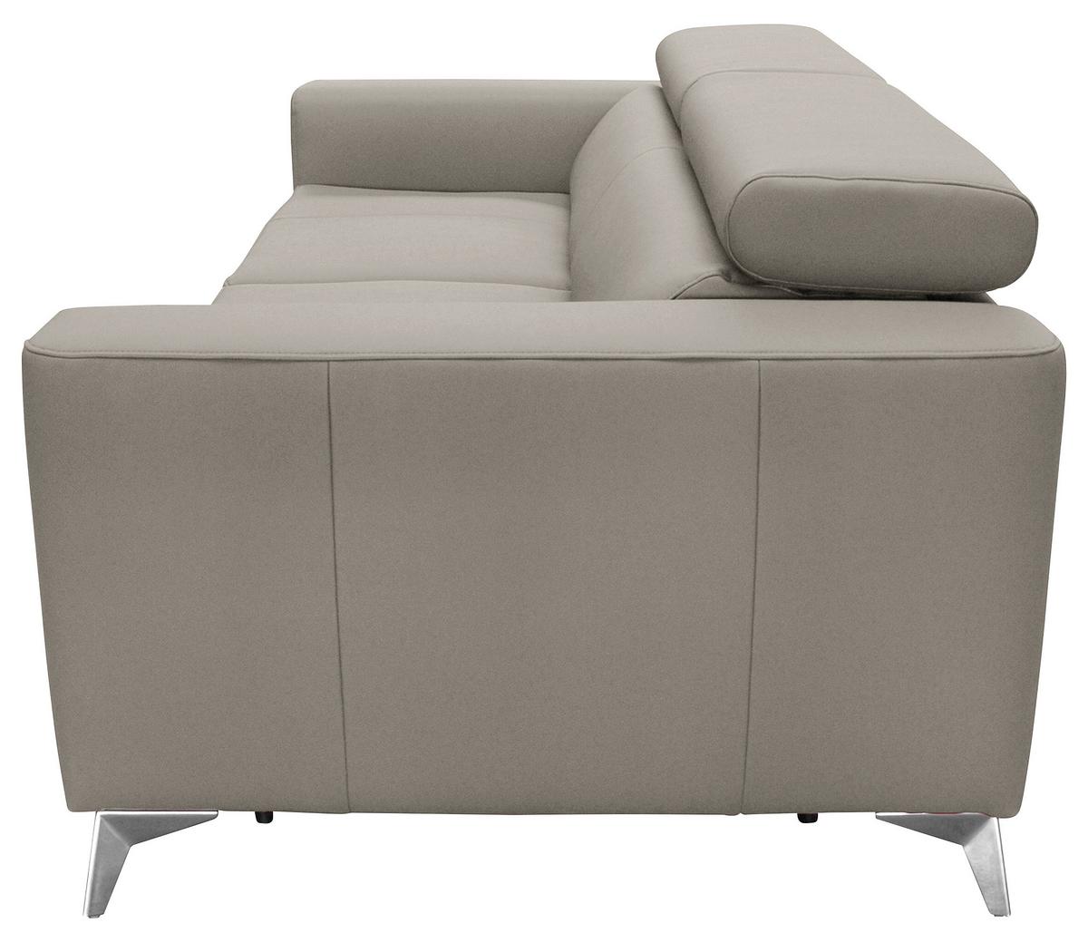 Schlafsofa Mondo, Hellgrau B: 206 cm - Silberfarben/Hellgrau, Design, Leder/Textil (206/95/101cm) - Livetastic