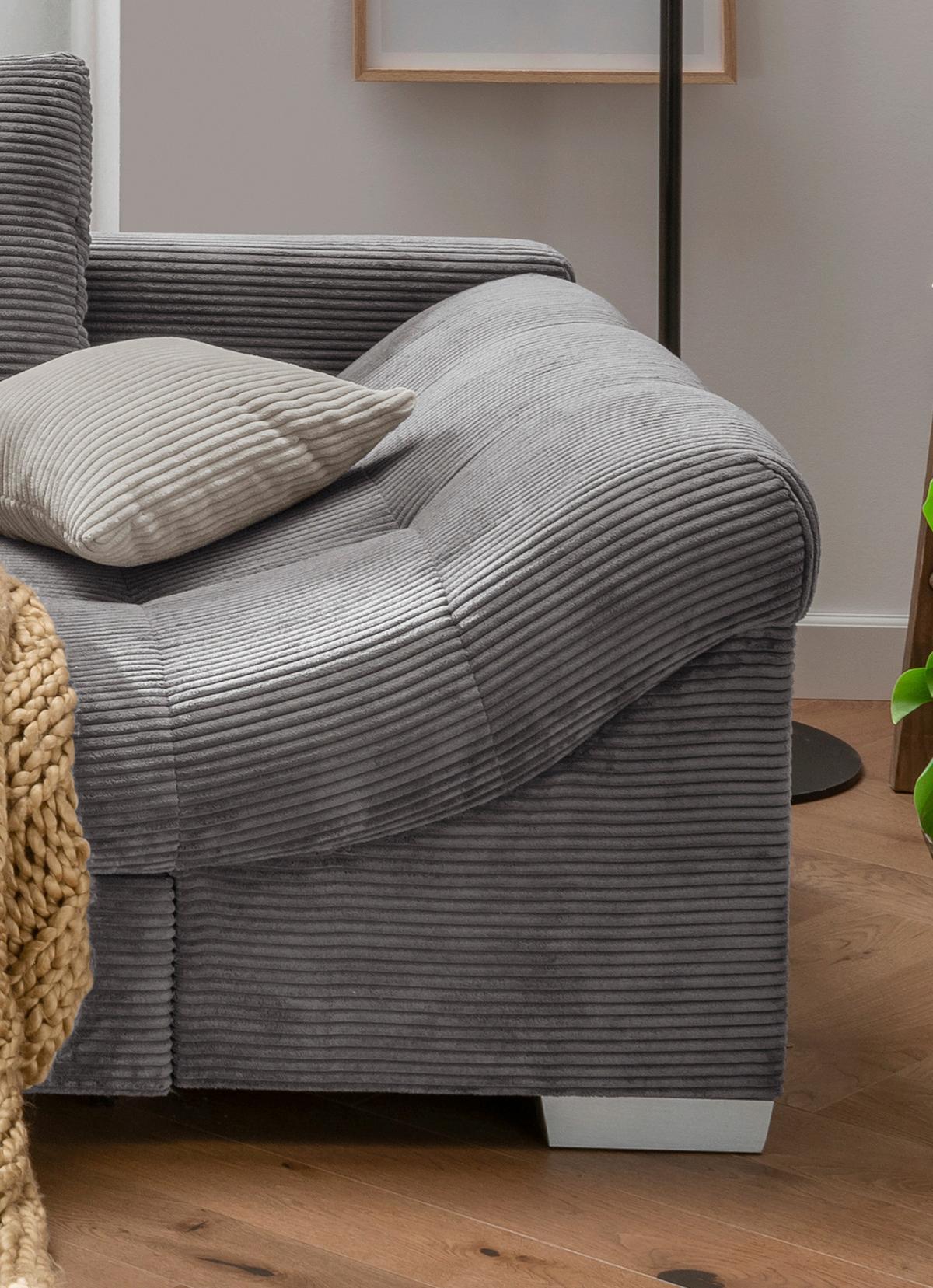 Rohová sedačka ALVITO, ľavá, sivý menčester - sivá/strieborná, Design, drevo/textil (202/298cm) - MID.YOU