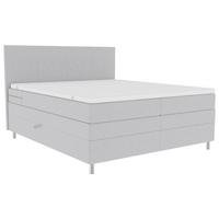 Boxspringbett mit Topper und Bettkasten 140x200 cm Messina - Chromfarben/Hellgrau, KONVENTIONELL, Textil (140/200cm)