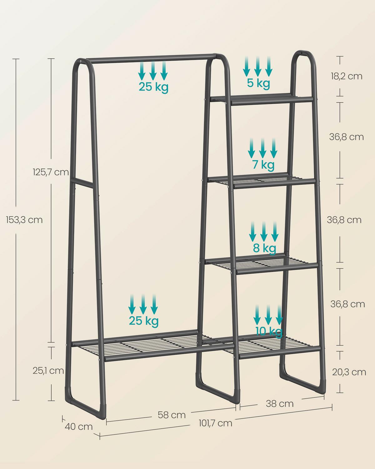 Garderobenständer Schwarz B: 101,7 Cm - Schwarz, Basics, Metall (101,7/153,3/40cm)