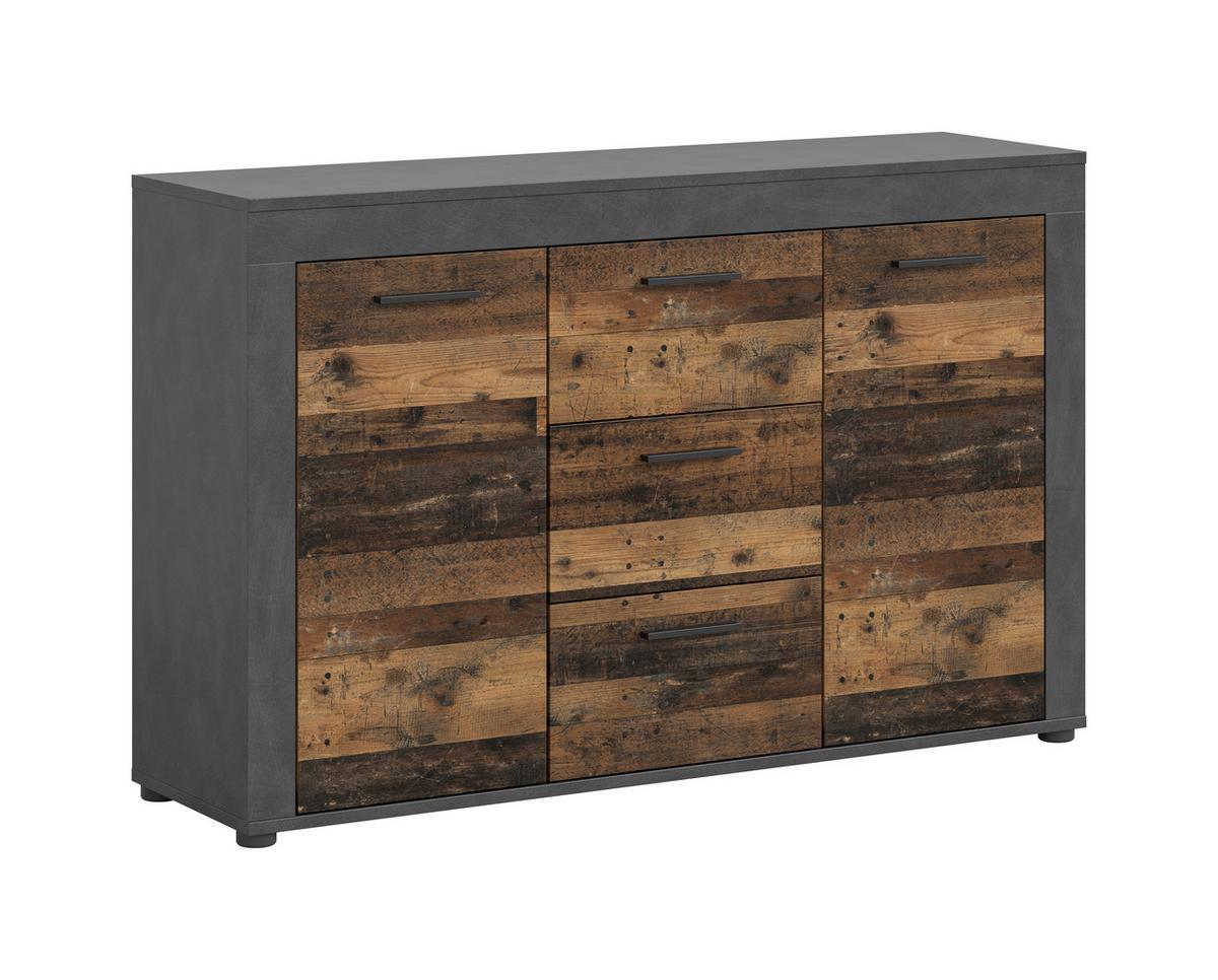 Sideboard Jam Anthrazit/naturfarben B: 125cm - Anthrazit/Schwarz, Design, Holzwerkstoff (125/80/35cm) - MID.YOU