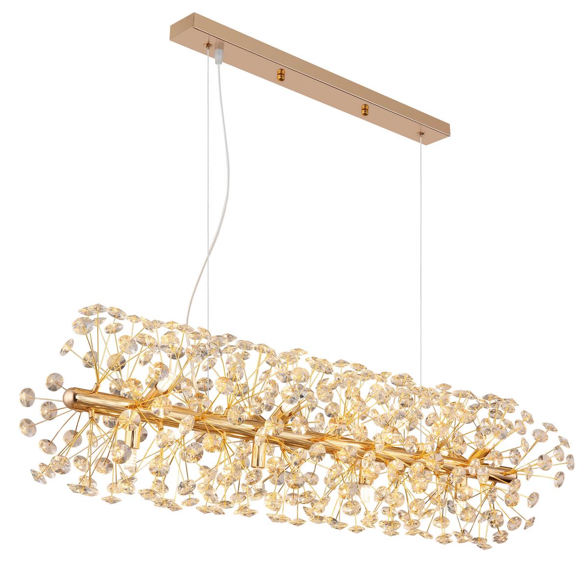 Kristály Függőlámpa 64135h4   Katrina - aranyszínű/áttetsző, Lifestyle, műanyag/üveg (90/30/150cm) - Globo