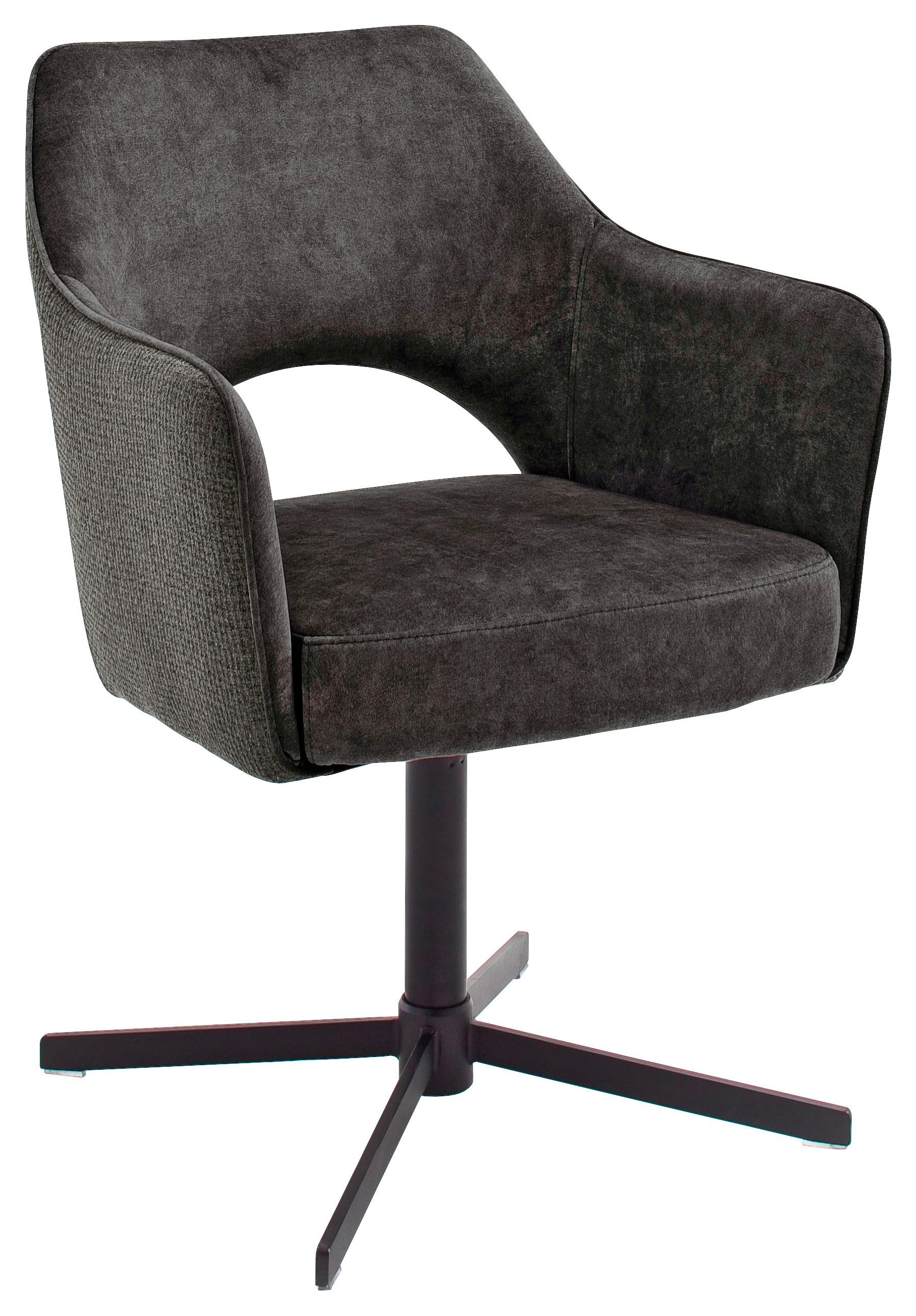 Židle S Područkami Valletta - černá/antracitová, Konvenční, kov/textil (61/85/60cm) - Premium Living