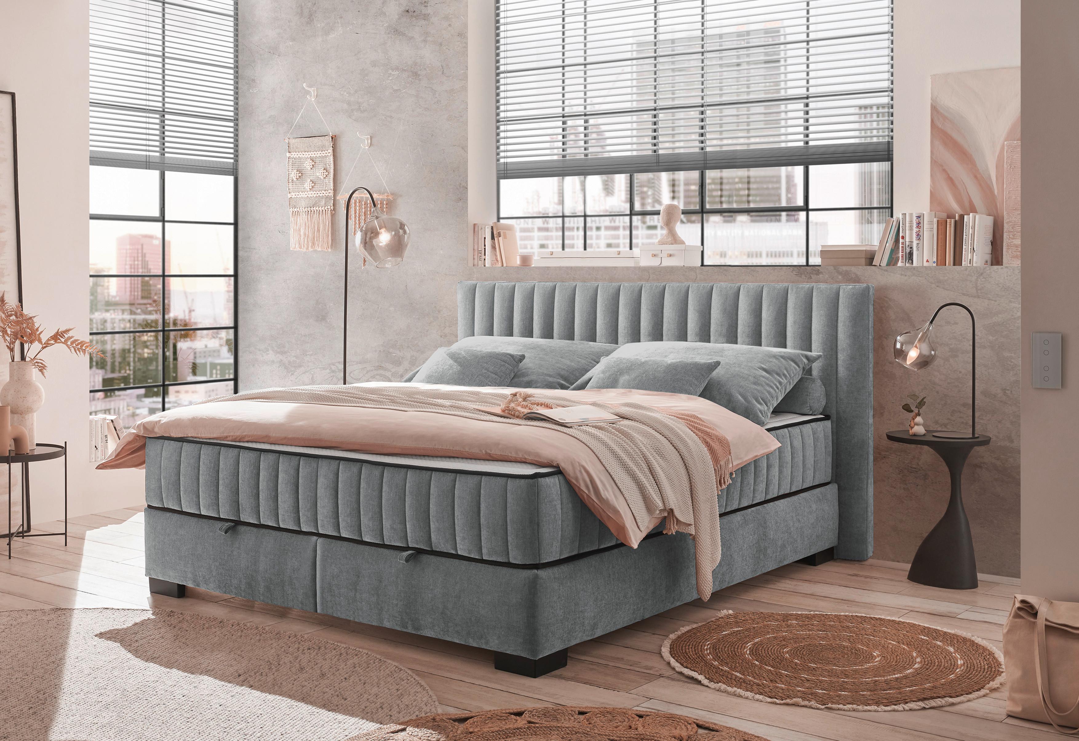Boxbett Nagol C - Anthrazit/Schwarz, MODERN, Holzwerkstoff/Textil (180/200cm) - MID.YOU