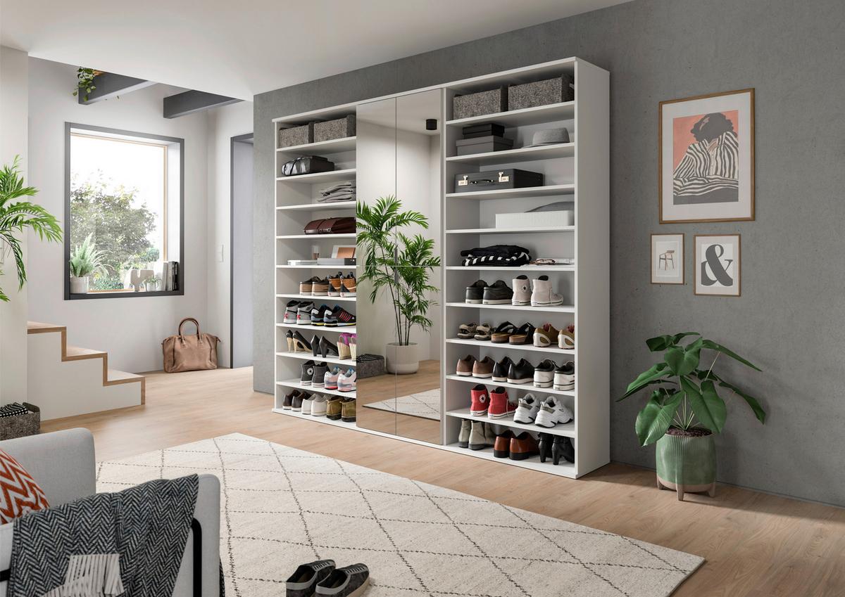 Garderobe Projekt X 3-teilig Weiß B: 222 Cm - Weiß Hochglanz/Weiß, Design, Holzwerkstoff (222/193/34cm) - Livetastic