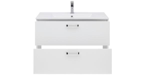 Waschbecken mit Unterschrank B: 80 cm Weiß - Weiß Hochglanz/Weiß, KONVENTIONELL, Keramik/Holzwerkstoff (80/56/46,5cm) - Ondega