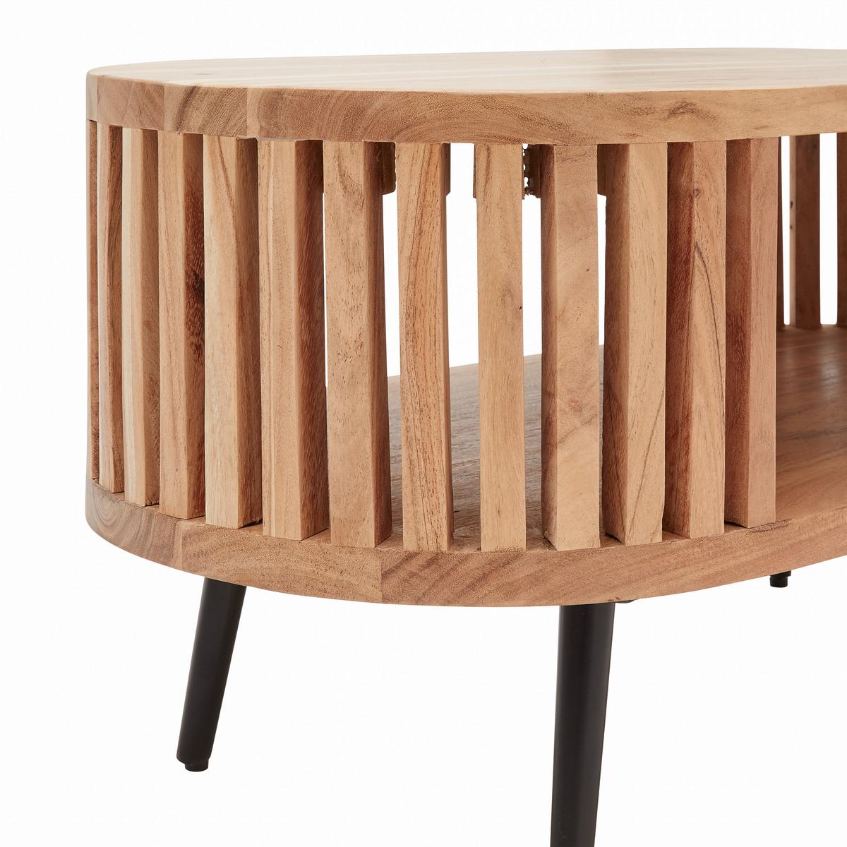KONFERENČNÝ STOLÍK MADDI -TREND- - čierna/prírodná farba, Lifestyle, kov/drevo (80/40/40cm) - Mömax