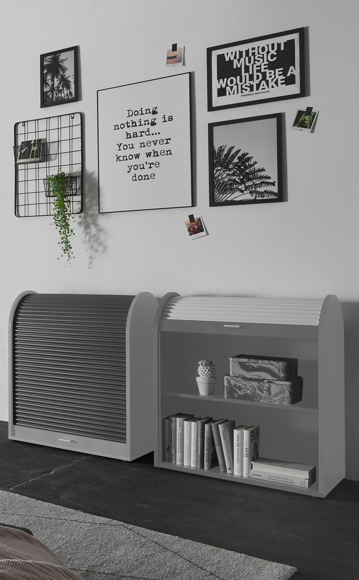 Aktenschrank Grau/graphitfarben B: 69 Cm - Graphitfarben/Grau, MODERN, Holzwerkstoff/Kunststoff (69/85/44cm) - Livetastic