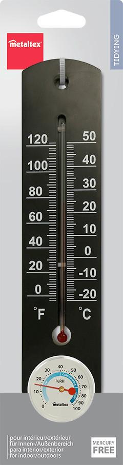 Hőmérő Higrometer - fekete, műanyag - Metaltex