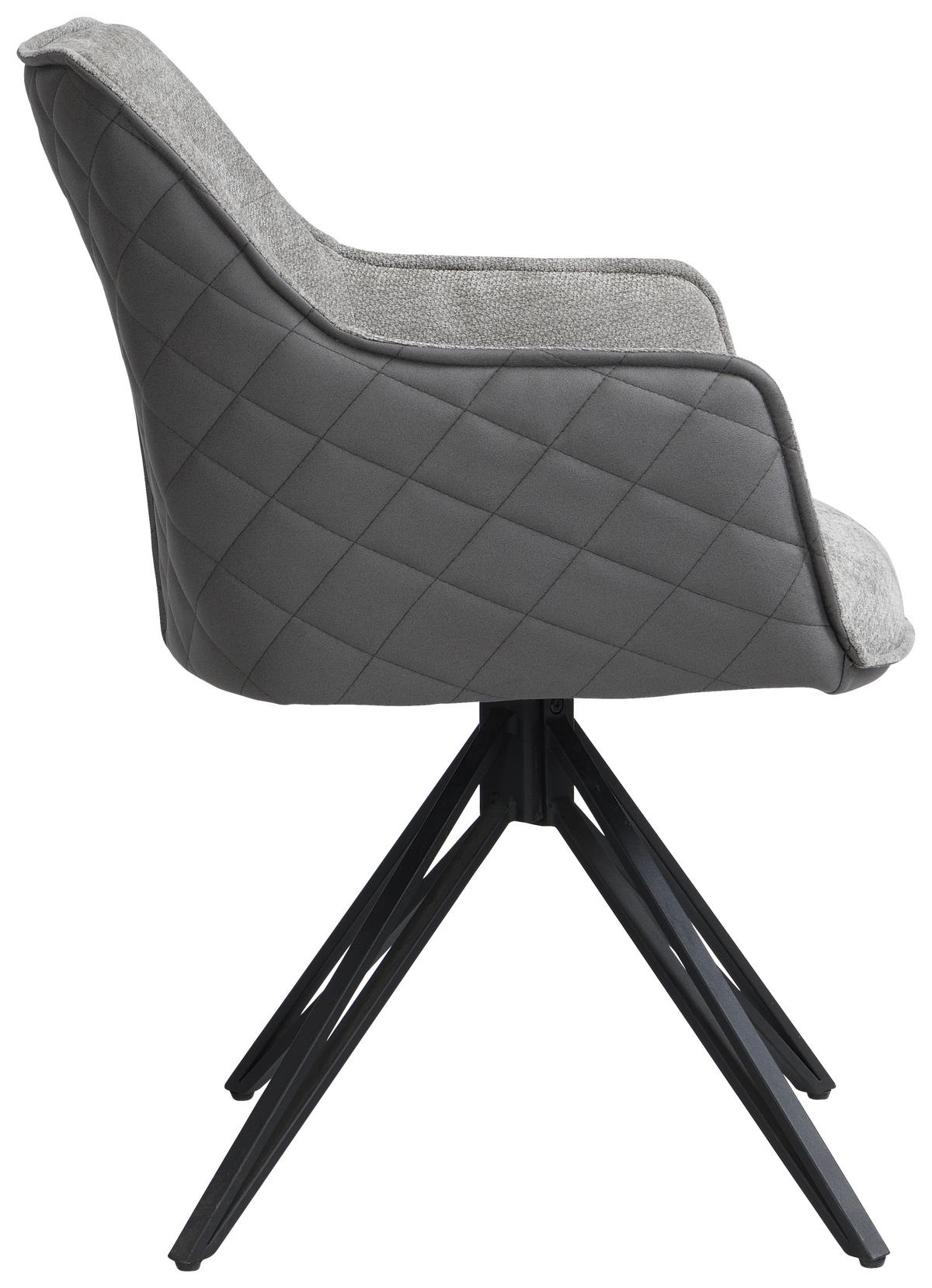 Armlehnstuhl Aurelia Dunkelgrau/Schwarz B: 57 cm - Dunkelgrau/Schwarz, MODERN, Textil/Metall (57/82/61cm) - Livetastic