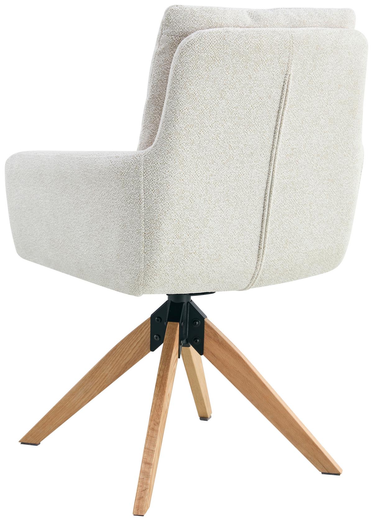 Armlehnstuhl Malik Webstoff Creme, B: 59 Cm - Creme/Naturfarben, KONVENTIONELL, Holz/Textil (59/92/63cm) - Livetastic