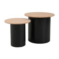 Beistelltischset Naturfarben/schwarz B: 50 Cm - Schwarz/Naturfarben, Design, Holz/Holzwerkstoff (50-40/50-40/45-38cm) - Livetastic