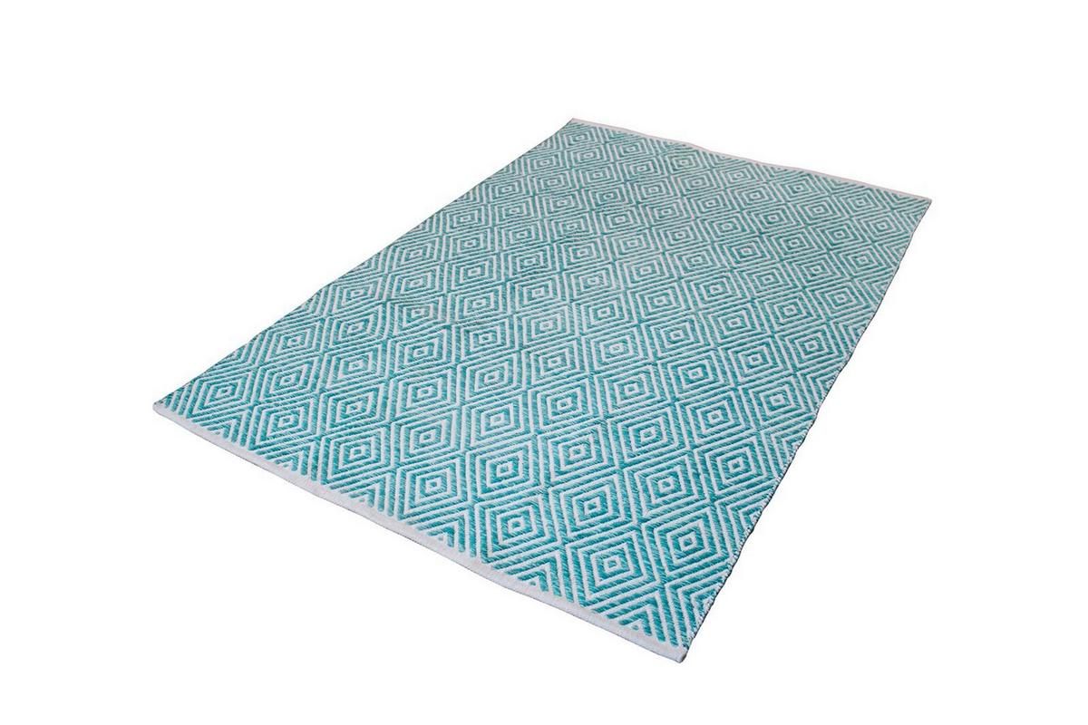 Flachwebteppich Aperitif Türkis, 160x230 cm - Türkis, KONVENTIONELL, Textil (160/230cm)