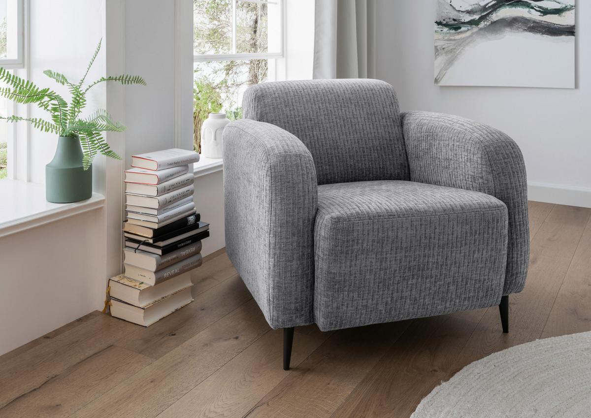 Sessel Marone Grau B: 85cm - Schwarz/Grau, MODERN, Textil (85/76/90cm) - Livetastic