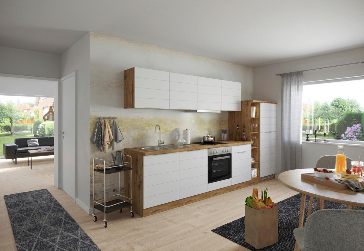 Backofen-/Kühlschrank- Umbauschrank Florenz B: 60 cm - Eiche Wotan/Weiß, Design, Holzwerkstoff (60/165/60cm) - Held