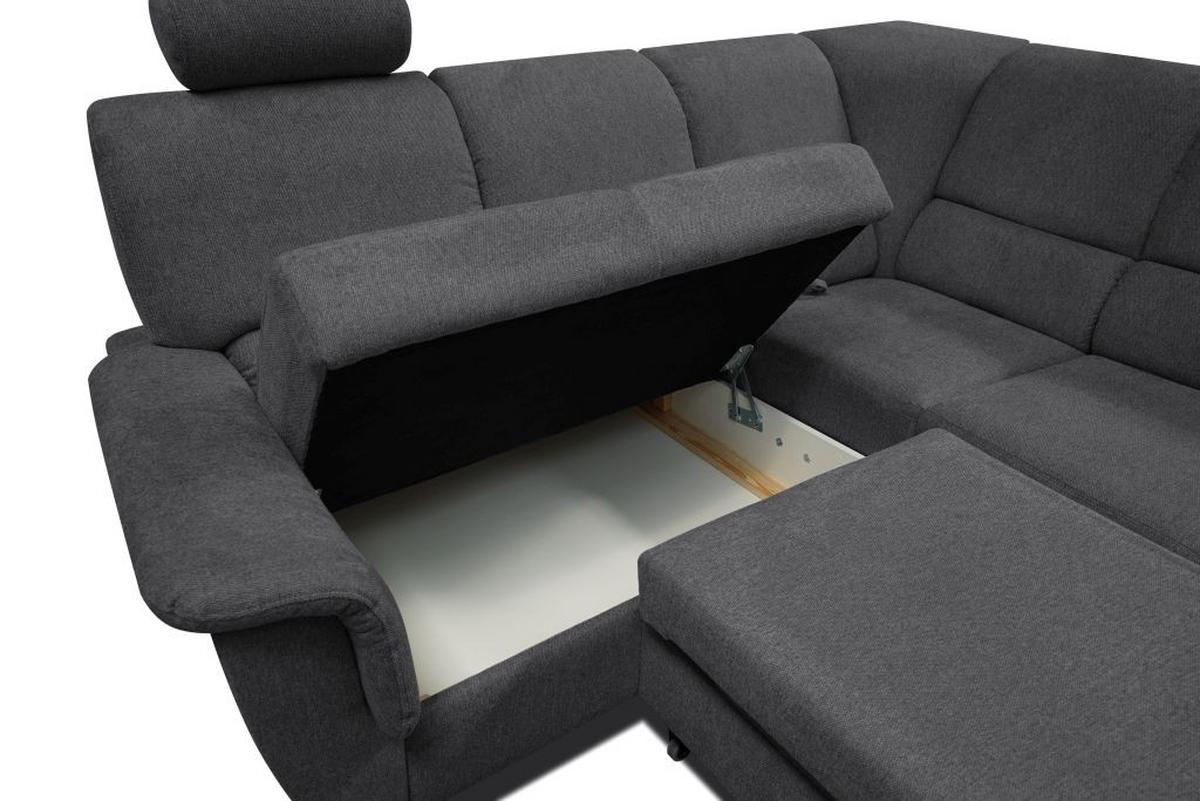 Sedačka MARSYLIA, levá, tmavě šedá - černá/barvy stříbra, Design, kov/dřevo (216/270cm) - MID.YOU
