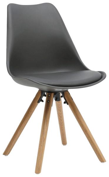 Jedálenská stoličky Lilly, s drevenými nohami, sivá - sivá/farba duba, Modern, drevo/plast (48/81/57cm) - Mömax