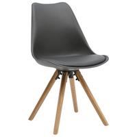 Jedálenská stoličky Lilly, s drevenými nohami, sivá - sivá/farba duba, Modern, drevo/plast (48/81/57cm) - Mömax