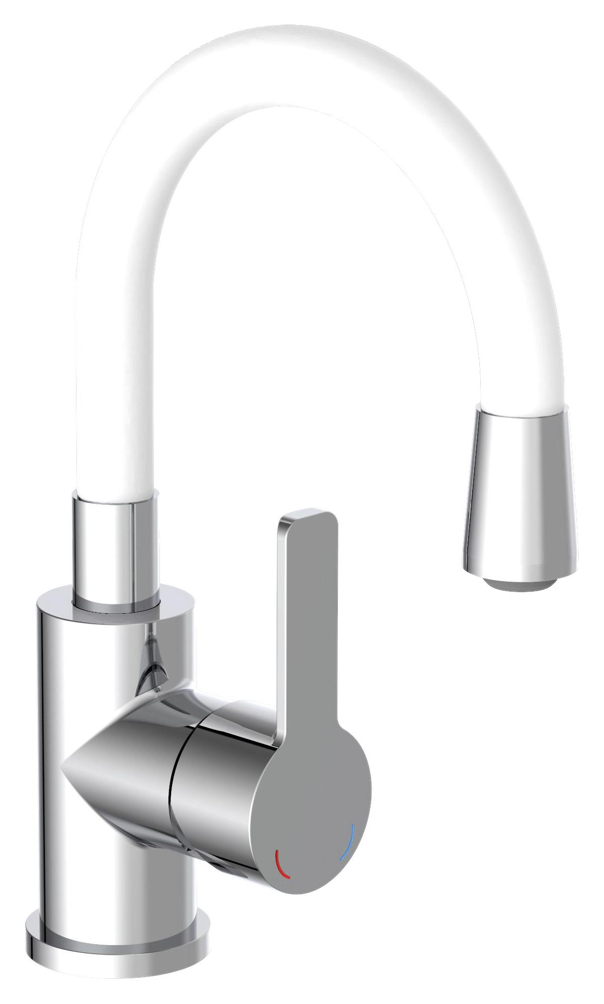 Waschtischarmatur in Weiß und chromfarben