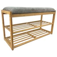 Cipőspolc Sam 2 - natúr színű/szürke, Modern, faalapú anyag/textil (80/45/30cm)