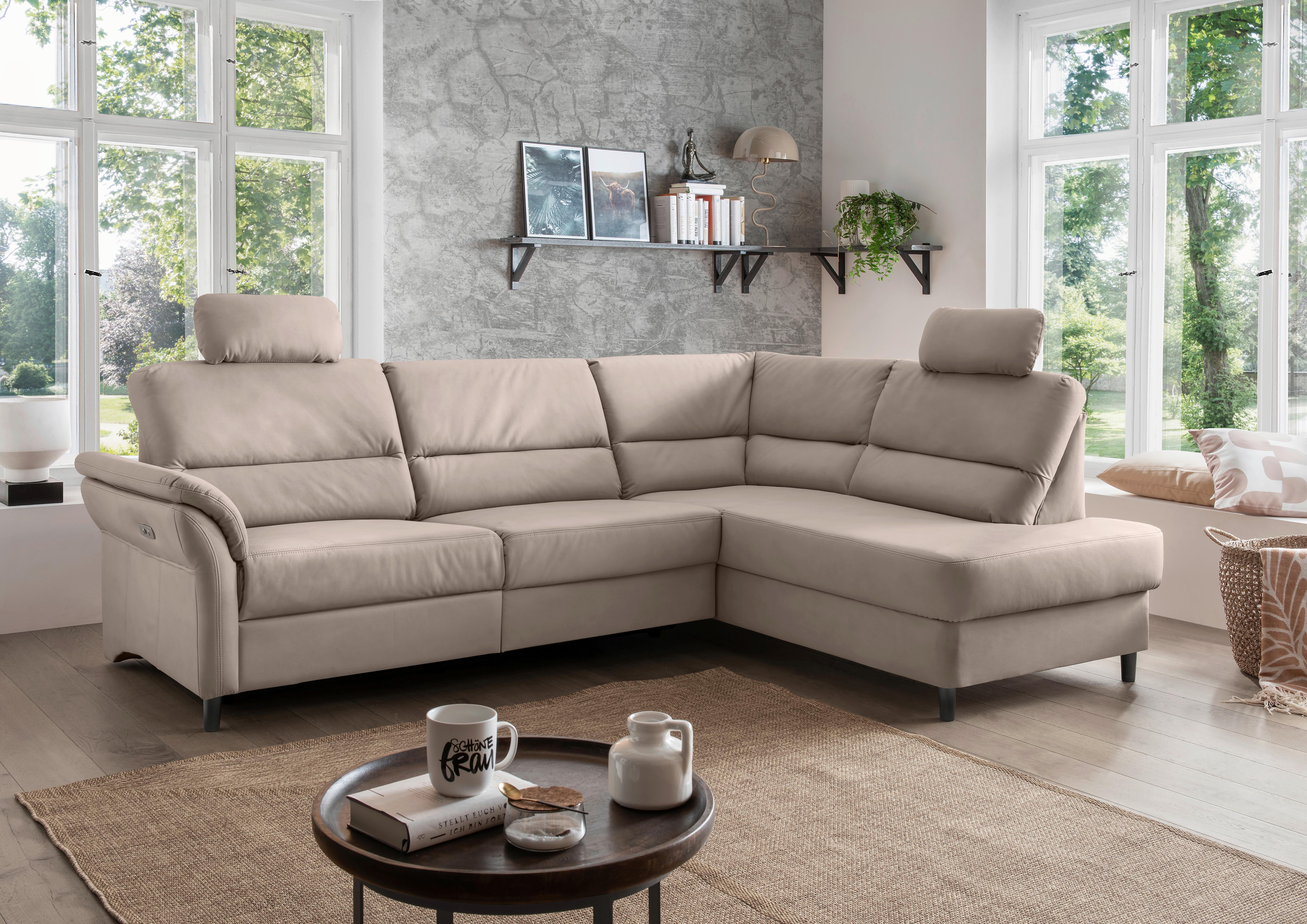 Ecksofa Cavoli, Beige S: 266x190 cm - Beige/Schwarz, MODERN, Textil (266/190cm) - Livetastic