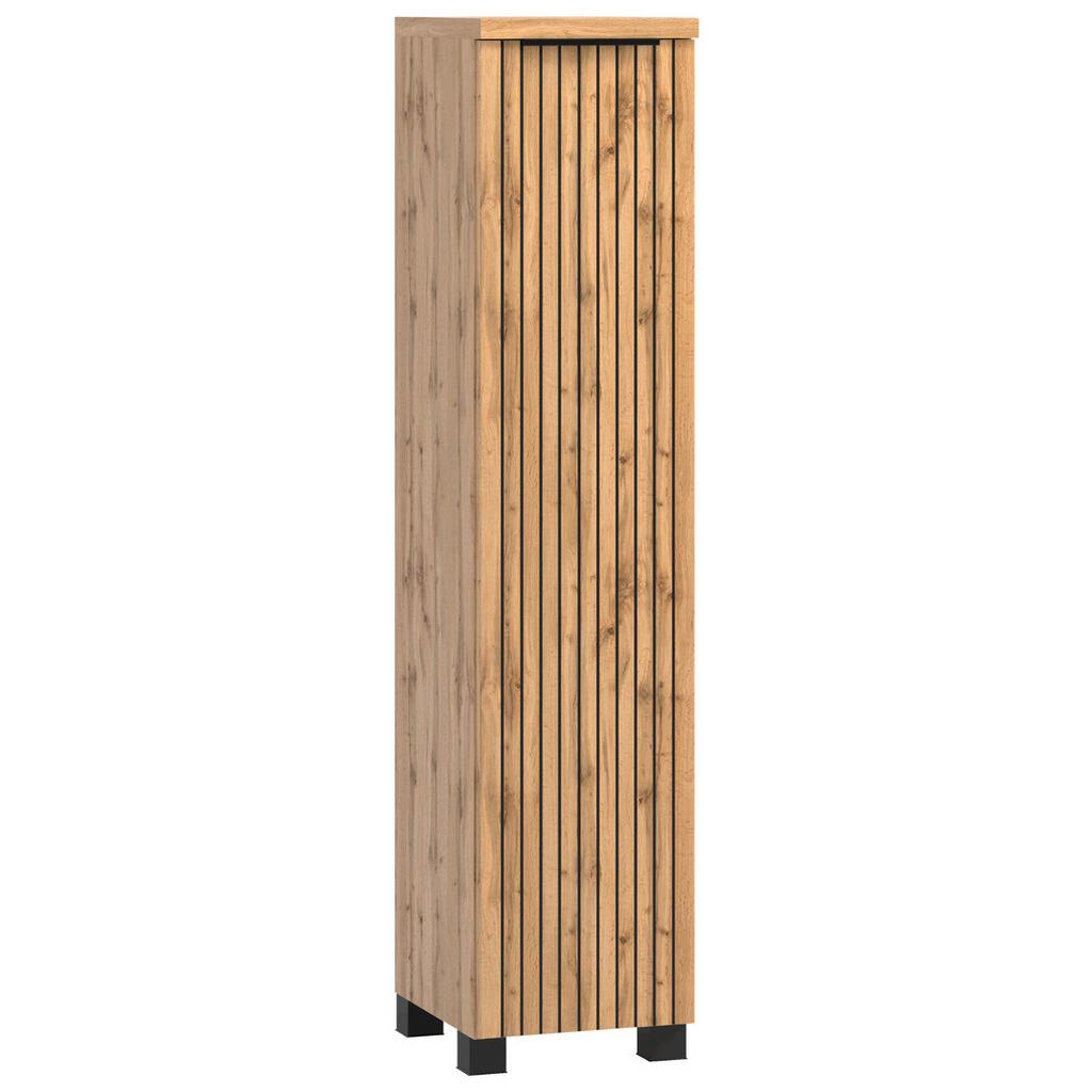 Midischrank Chester B: 30 cm Eiche Wotan Dekor/Schwarz