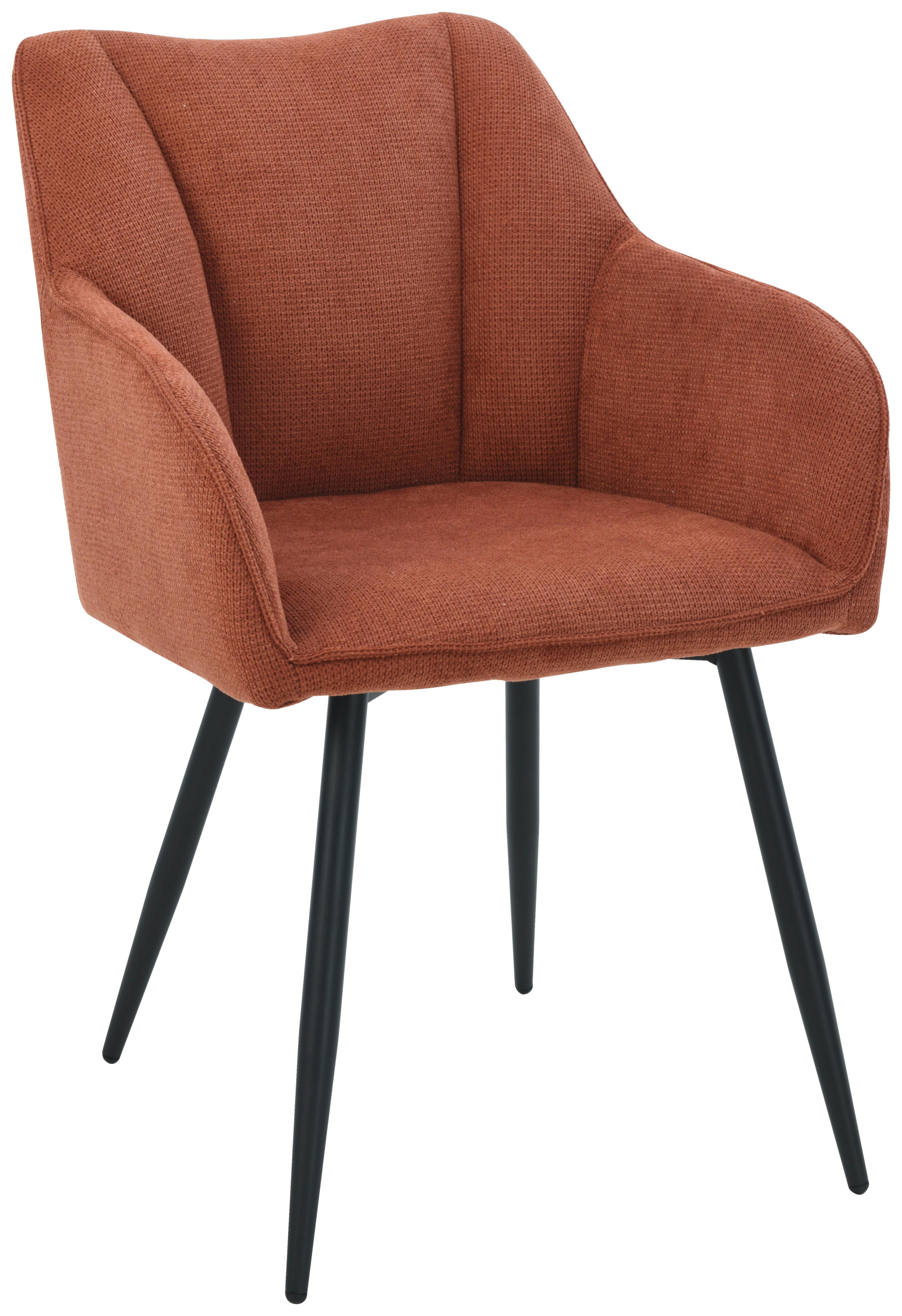 Armlehnstuhl Caro Teracotta Gepolstert - Terracotta/Schwarz, KONVENTIONELL, Holz/Textil (55/83/61cm) - Nedis SmartLife